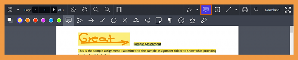 Screenshot of how to select the notes function from the annotation tool menu
